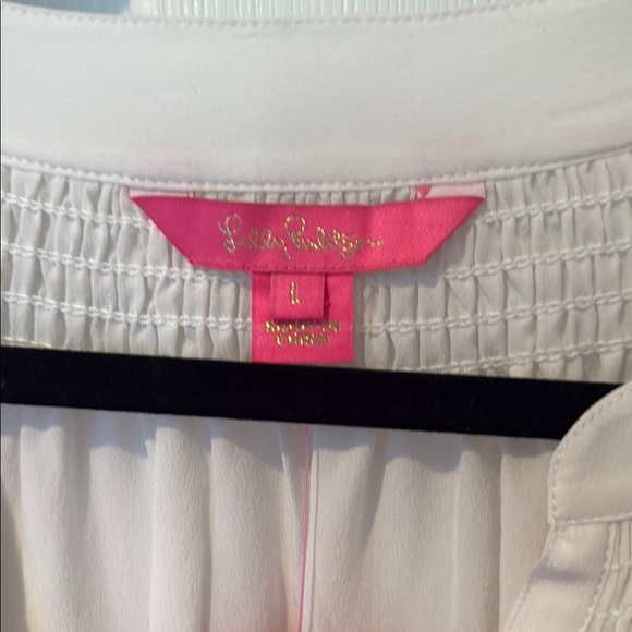Women’s Lilly Pulitzer White 100% Silk Elsa Blouse Top- Large NWT - Picture 2 of 7